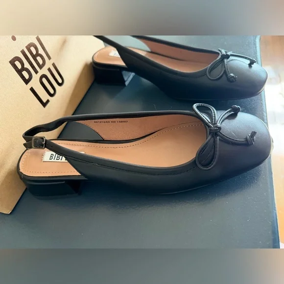 Bibi Lou Black Leather Suzy Slingback Heels - Picture 4 of 6